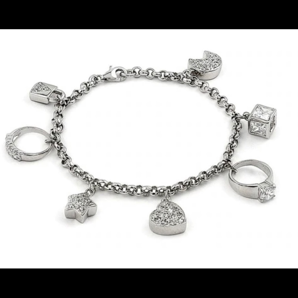 Sterling silver cz charm bracelet